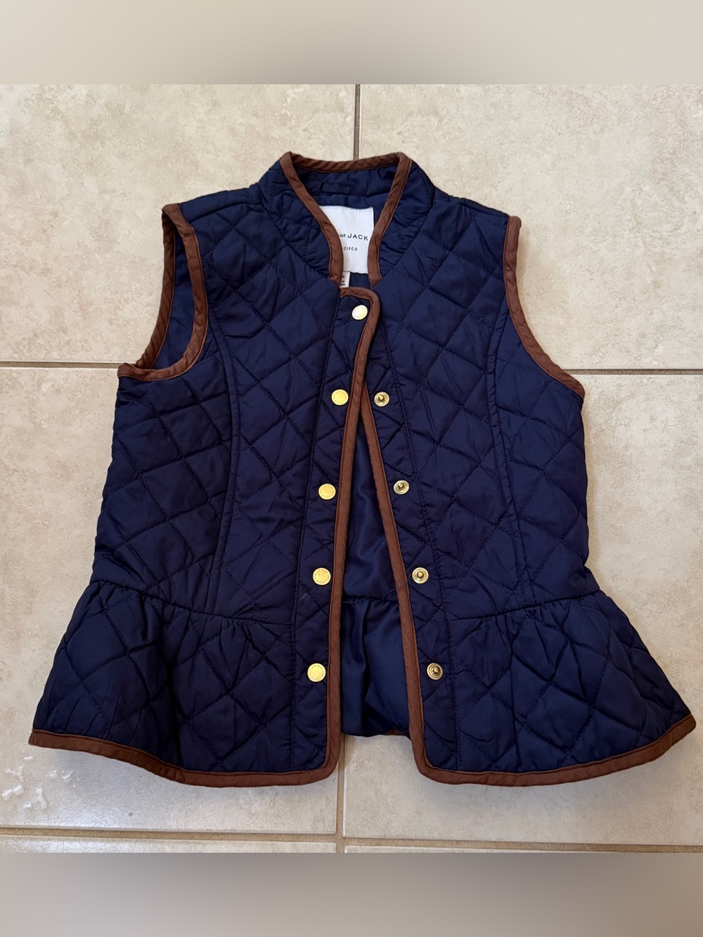 Janie and Jack Quilted Navy Blue Peplum Vest - Picture 2 of 2